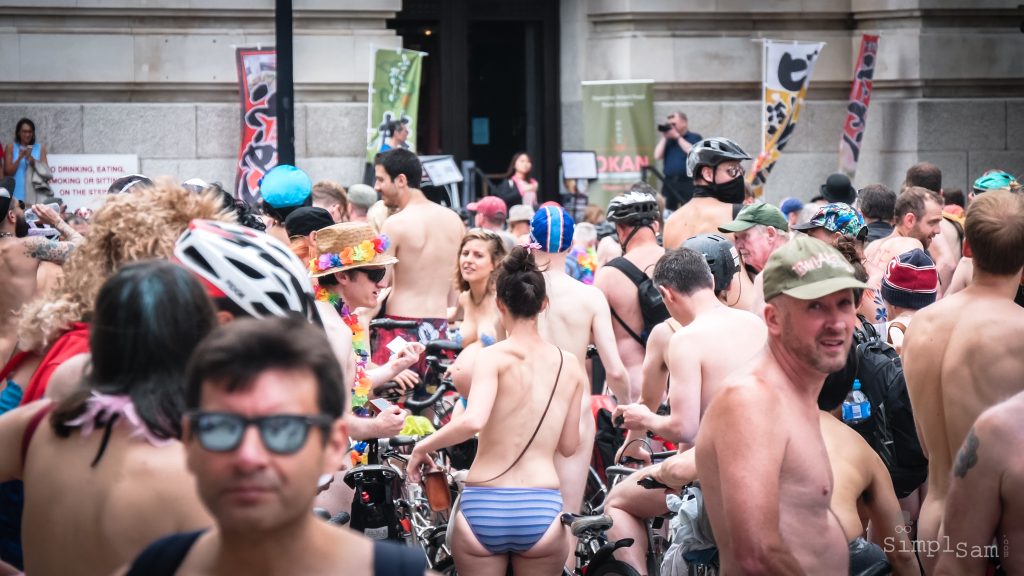 WNBR World London Naked Bike Ride 2018 - Group Scene