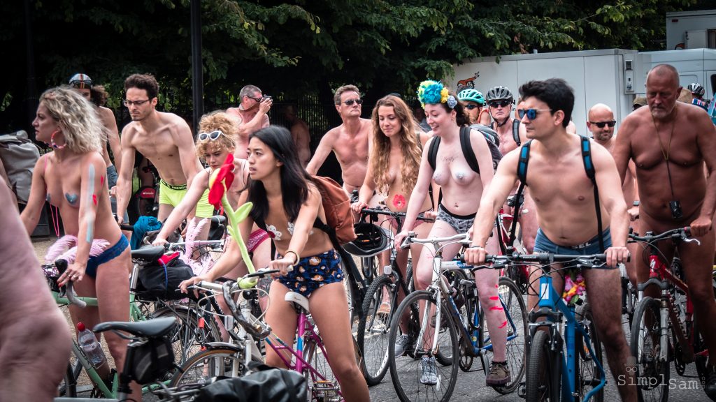 WNBR World London Naked Bike Ride 2018 - Group Scene